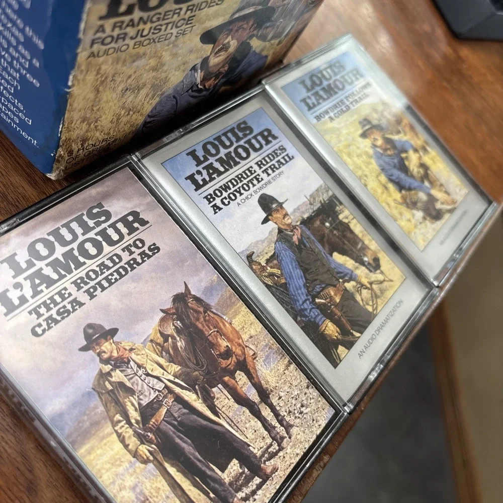 LOUIS L'AMOUR Chick Bowdrie Box Set 3 Cassette Audiobook Ranger Rides 4 Justice